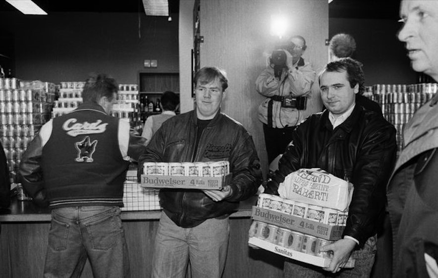 Picture taken when beer was legalized in Iceland in 1989.