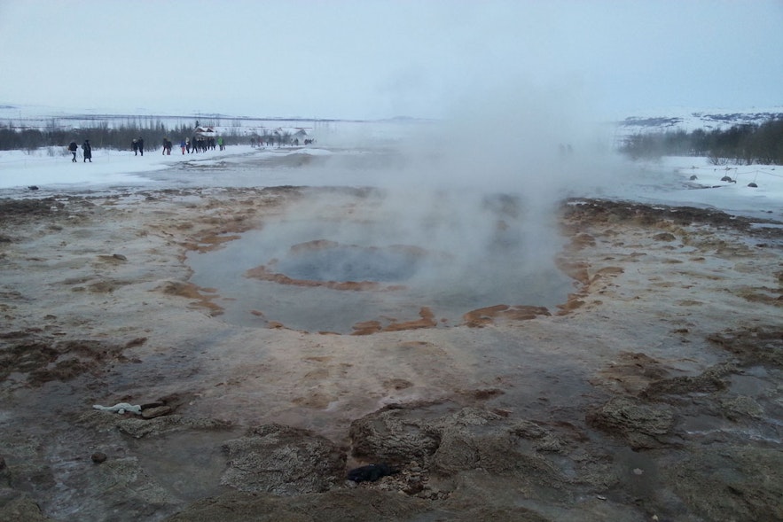 The Great Geysir is around seven miles from Faxafoss.