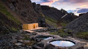 The Husafell Canyon Baths nestles on a scenic canyon in West Iceland.