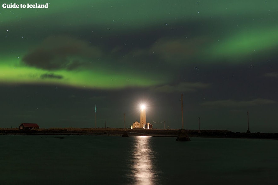 冰岛Grótta灯塔极光