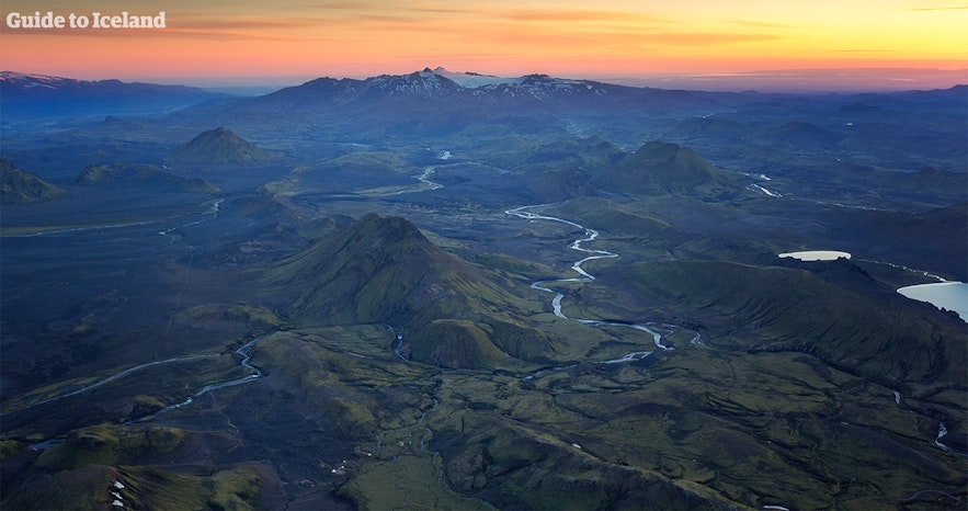 Aerial view over Iceland's highlands