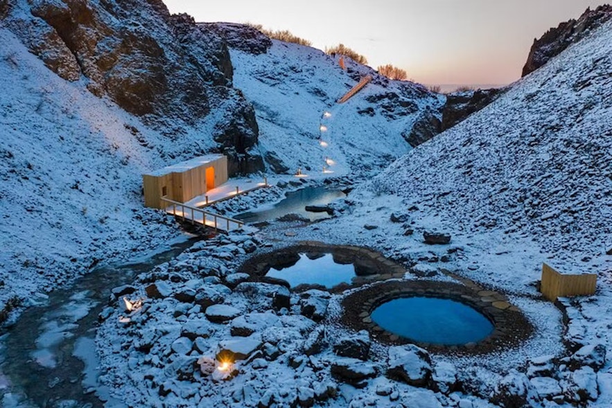 The Husafell Canyon Baths are also beautiful in winter