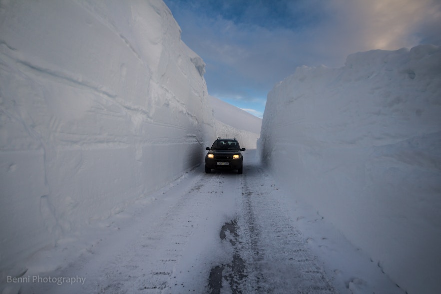 Snow drifts in winter, Westfjords, Iceland