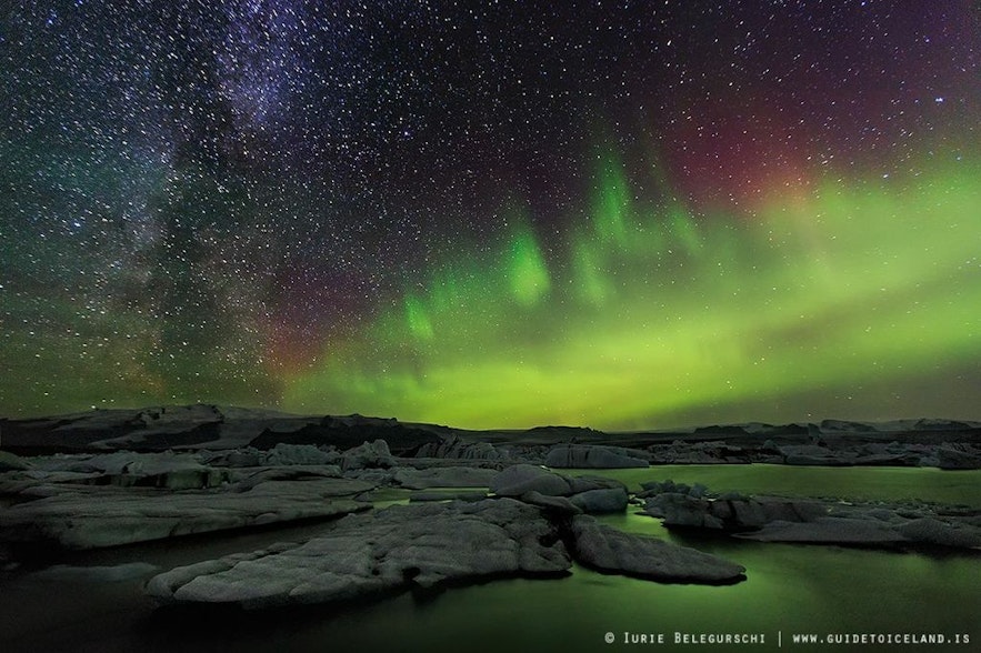 冰岛北极光与星空、银河