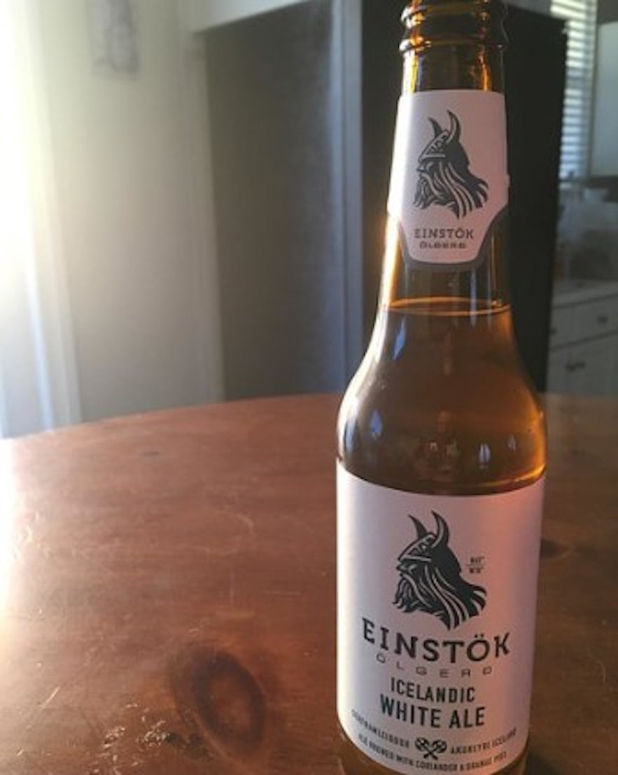 An ice-cold bottle of the White Ale, Einstok's best-seller.