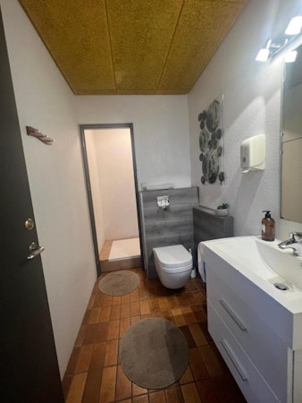 The shared bathrooms of Godaland Guesthouse and Glamping are spacious.
