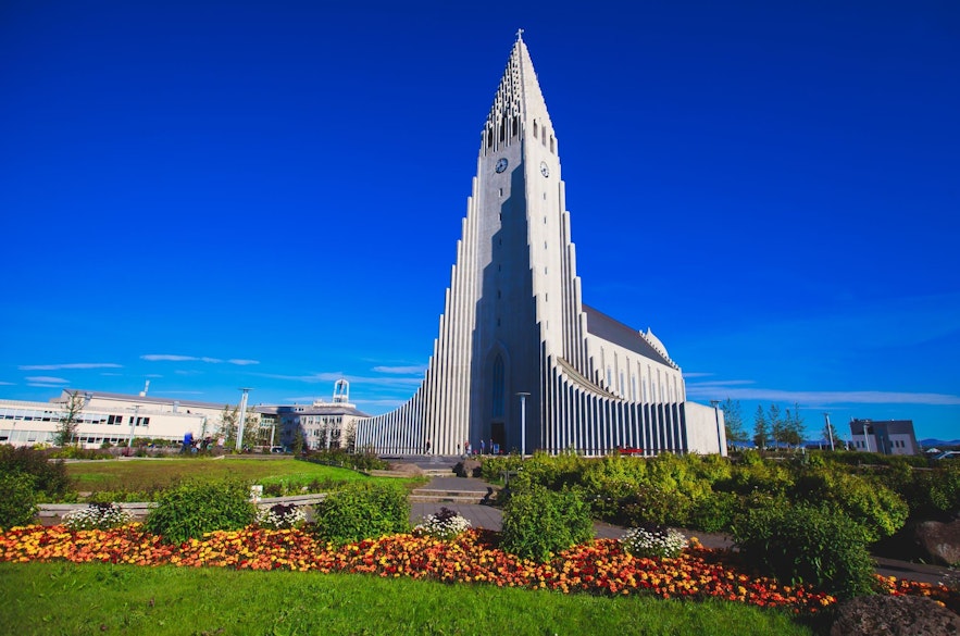 Hallgrimskirkja church can be seem from many points around Reykjavik