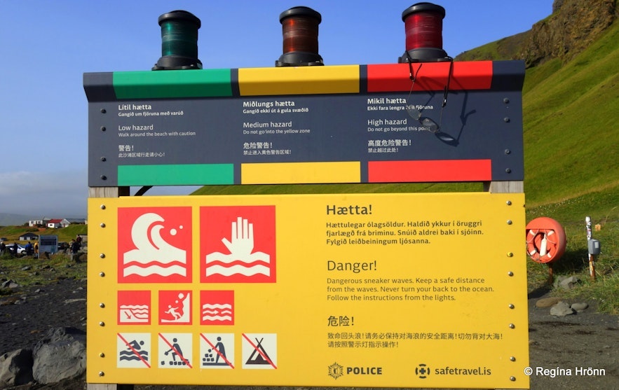 Read the warning signs on Reynisfjara beach and follow safety instructions