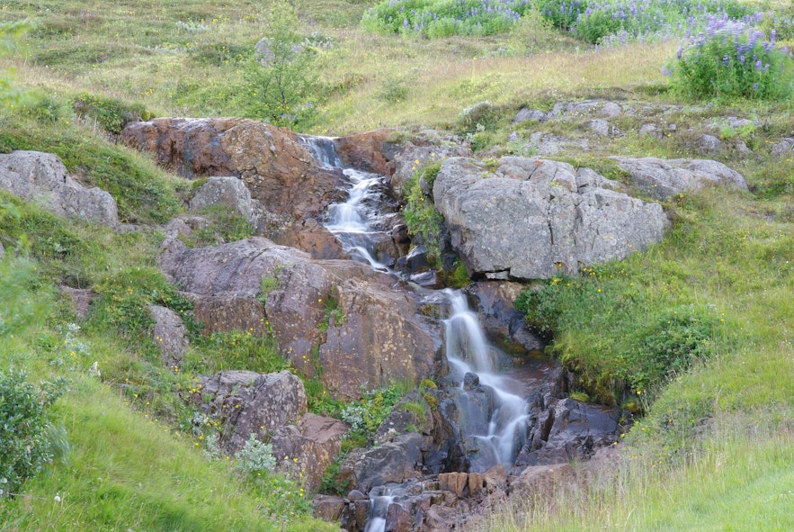 One of the waterfalls along the Budara hiking trail in Reydarfjordur.