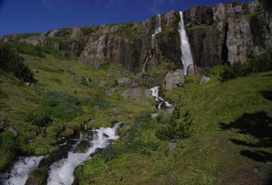 The Budeyrarfoss waterfall is a lovely landmark of Seydisfjordur in Iceland's East fjords.