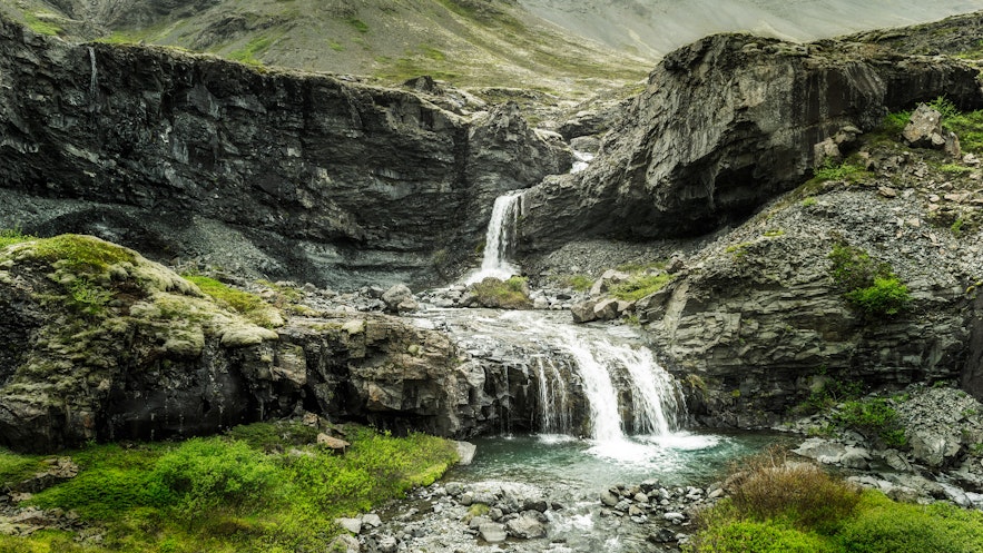 One of many waterfalls in Hvannadalur