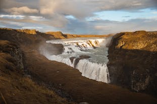 The mighty Gullfoss waterfall on Iceland's Golden Circle sightseeing route.