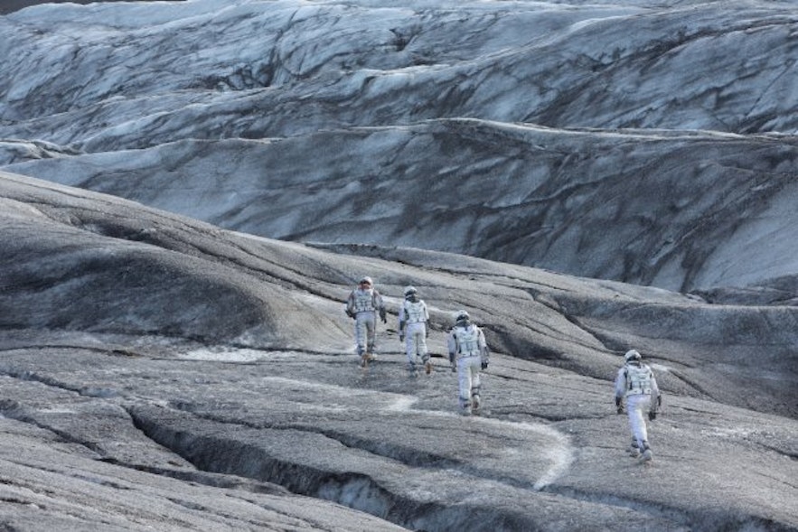 Een scène uit Interstellar, opgenomen op de gletsjertong Svínafellsjökull