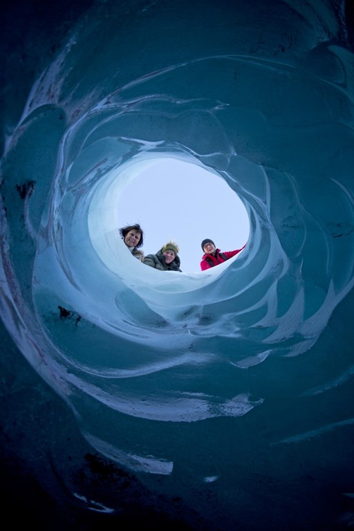 A view through the ice on South Iceland's Sólheimajökull glacier.
