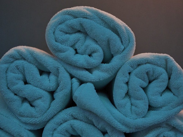 The Hotel Vesturland spa supplies towels for guest use.
