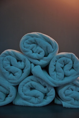 The Hotel Vesturland spa supplies towels for guest use.