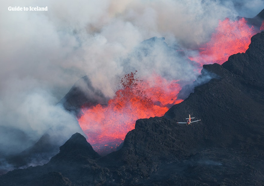 Eruptions are amazing when seen from air, like in this photo from the 2014 Holuhraun eruption