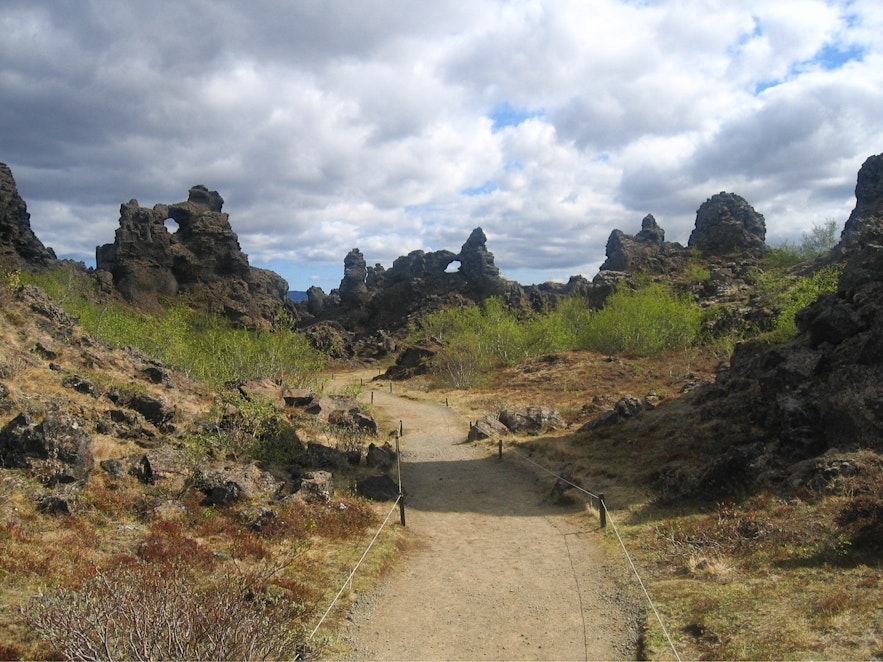 Dimmuborgir are incredible lava formations in North Iceland