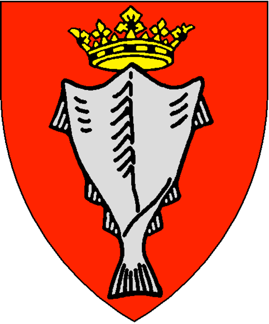 The old coat of arms of Iceland which featured a stockfish with a crown