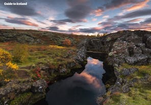 Thingvellir National Park is located in a rift valley formed by the separation of the North American and Eurasian tectonic plates.
