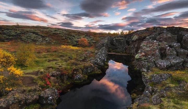 Thingvellir National Park is located in a rift valley formed by the separation of the North American and Eurasian tectonic plates.