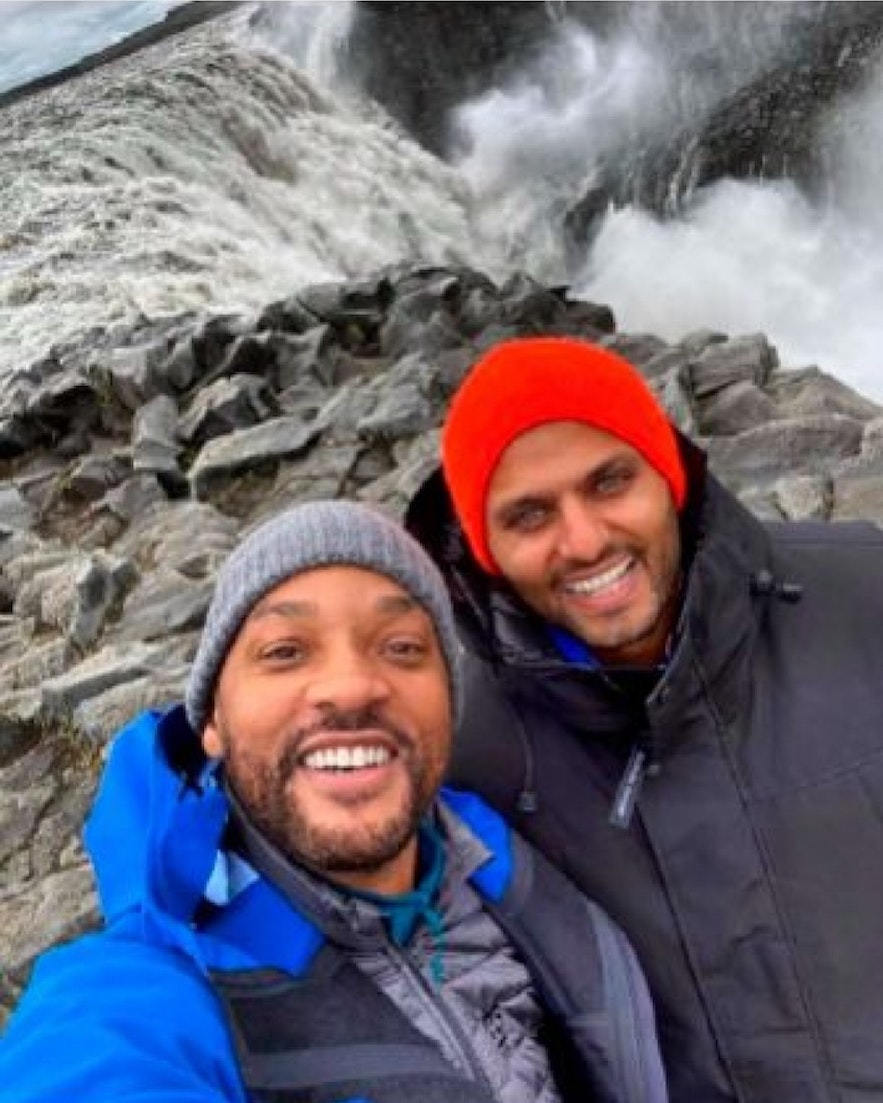 Will Smith wearing 66°North while visiting Dettifoss waterfall in North Iceland