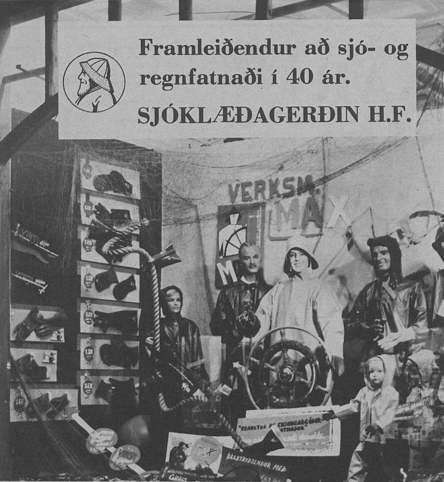 庆祝Sjóklæðagerð Íslands公司40周年的广告。