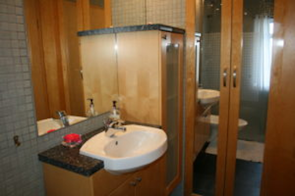 The sink and cupboards in the bathroom at Jadar Farm.