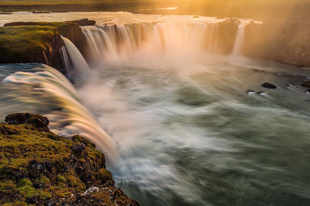 When travelling in northeast Iceland, be sure to stop at Goðafoss, the Waterfall of the Gods.