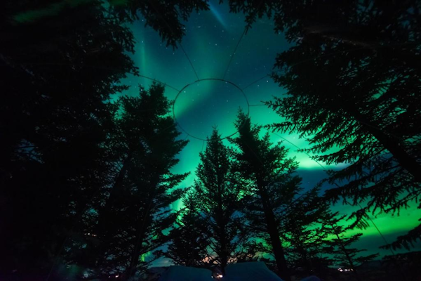 Experience the majestic phenomenon that is the northern lights while staying at bubble rooms at Buubble Hrosshagi in Reykholt.