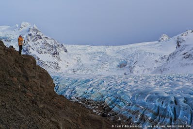 Glacier hiking in south-east Iceland is usually conducted upon Svínafellsjökull, a tongue of the largest glacier in Europe, Vatnajökull.
