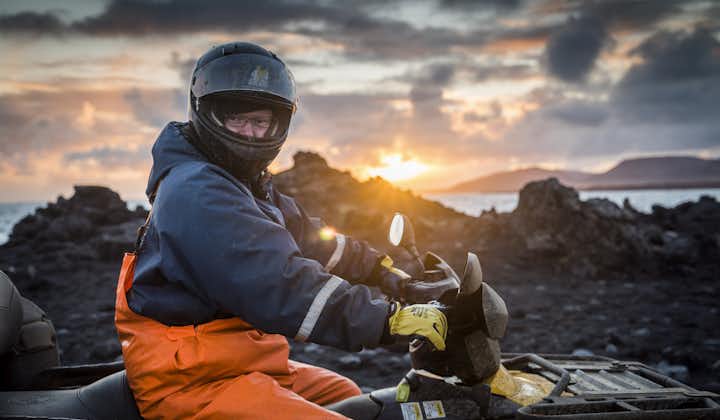 The midnight sun in Iceland provides incredible light for sightseeing from the back of an ATV.