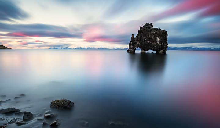 The 15 metre high Hvítserkur rock stack is sometimes compared to a petrified troll, at other times an elephant.