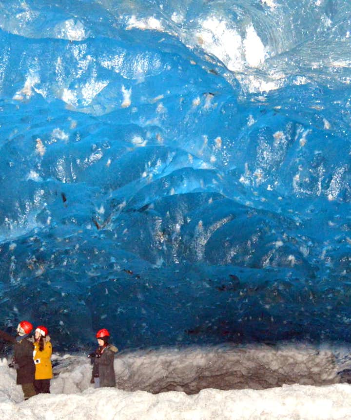 A Sapphire blue Crystal Ice Cave in Vatnajökull Glacier in South-Iceland