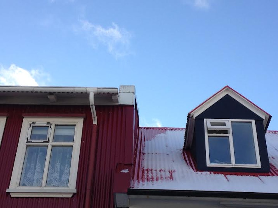 Snowy windows in Reykjavík