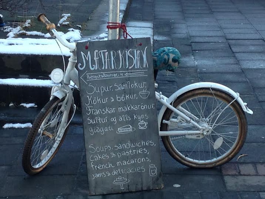 Winter signs for lovely homemade treats in Reykjavík