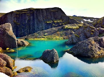 Stórurð is a popular hiking trail in the mountains by Borgarfjörður eystri.