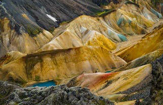 The mountains of Landmannalaugar, a popular hiking area in the Icelandic Highlands.