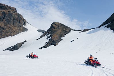 Maximise your glacier experience by snowmobiling across the snowy expanses of Langjökull glacier.