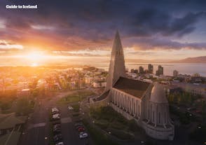 Hallgrímskirkja Church in Reykjavik in summer.