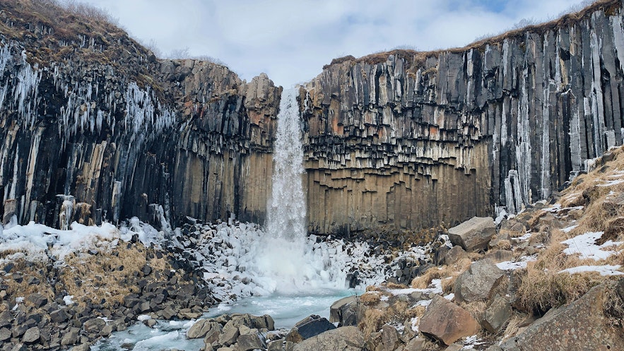 Svartifoss waterfall is a magnificent feature within the Vatnajokull National Park