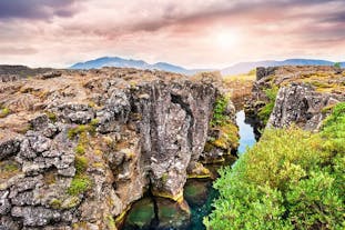 One of the many fissures in Thingvellir National Park.