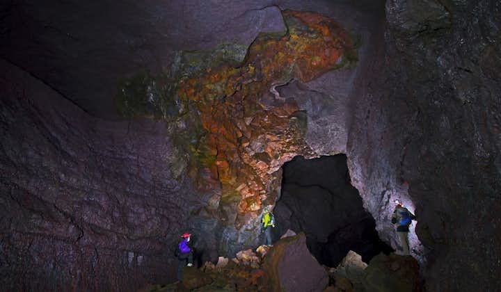 Your caving guide will point out the many stunning geological and volcanic features of Viðgelmir cave.