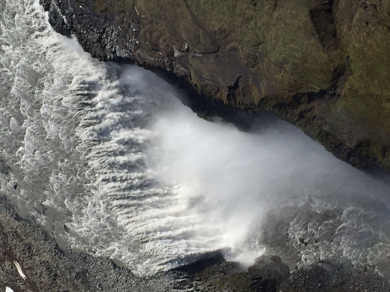 The largest waterfall in Europe, Dettifoss in North Iceland, as pictured from a plane.