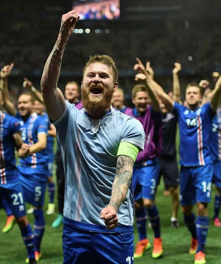 Icelandic team celebrating victory - as we'll remember them after Euro 2016