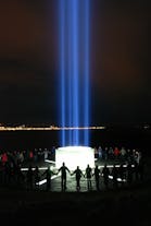 Yoko Ono's Imagine Peace Tower on the island of Viðey