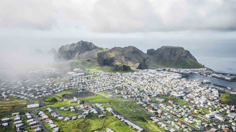 A view over the town in Heimaey, the largest island of the Westman Islands.