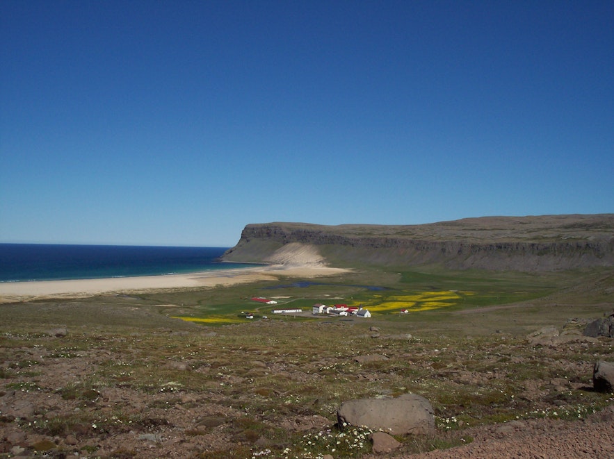 Breidavik Bay is located in the Westfjords region of Iceland