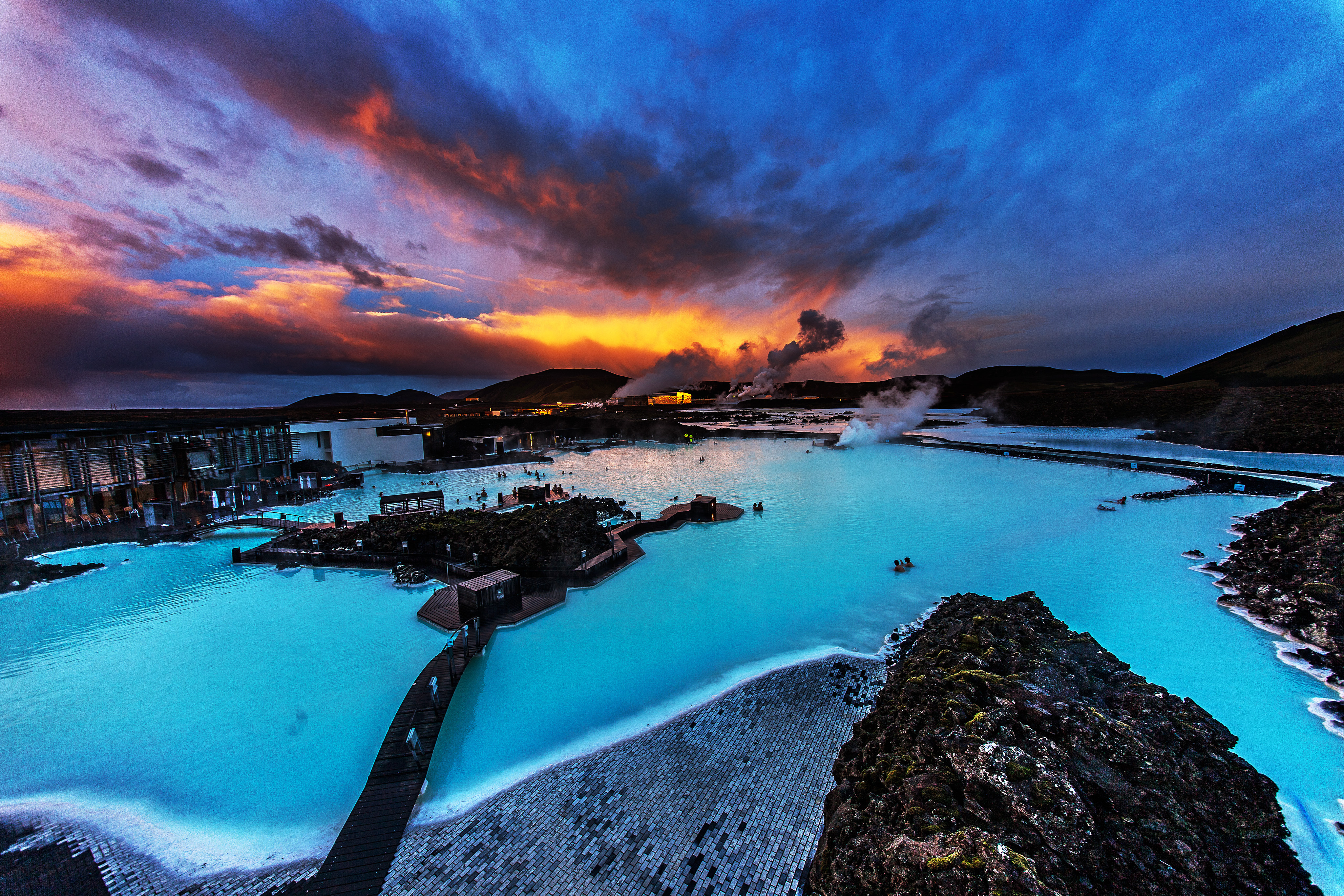 The Blue Lagoon geothermal spa lives up to its name, boasting beautiful azure waters.