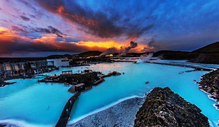 The Blue Lagoon geothermal spa lives up to its name, boasting beautiful azure waters.